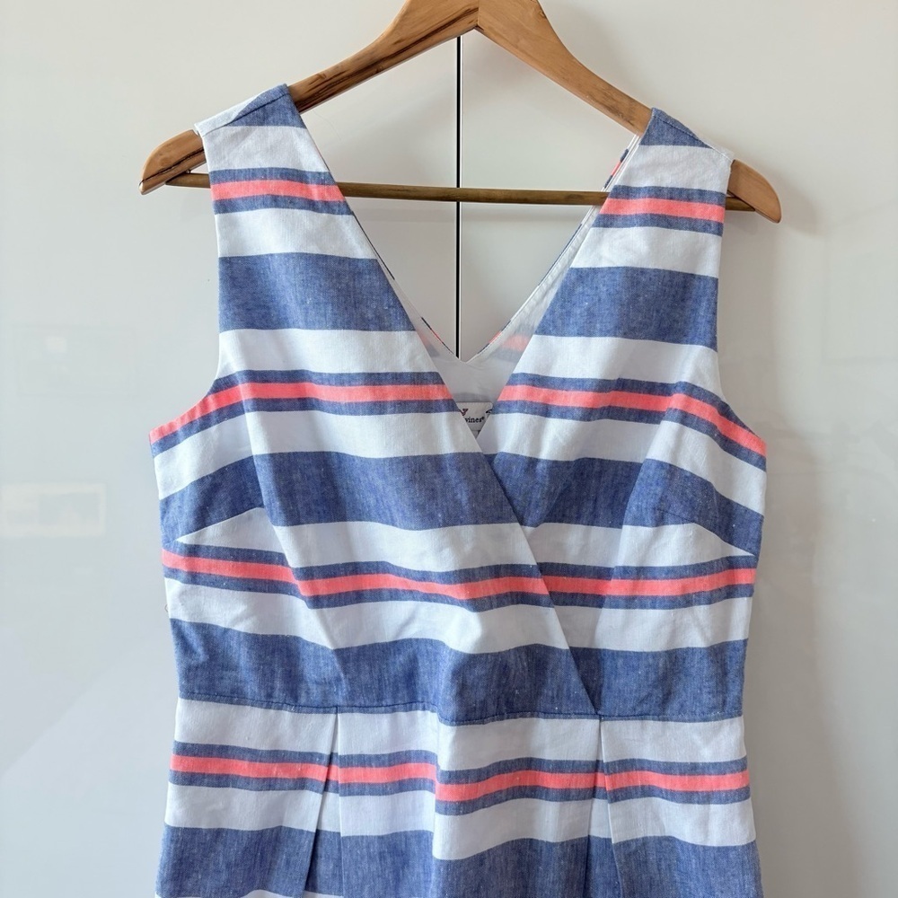 Vineyard Vines Blue and White Striped Sleeveless V‑Neck Dress - Picture 4 of 12